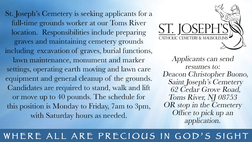 St. Joseph's Cemetery is Hiring!